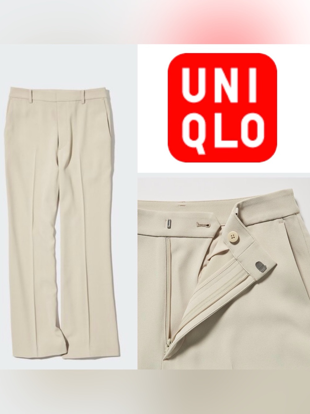 UNIQLO Women’s Oyster White Smart Flare Pants - Tailored Straight Leg